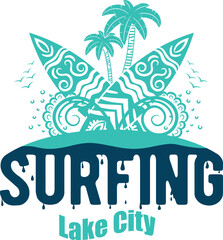 Lake City US cities t-shirt designs. Vector illustration. T-Shirt Design United States Of America