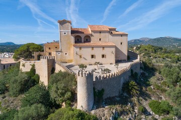 Castle of Artá (Mallorca). Aerial view of the castle of Artà, next to the sanctuary of Sant Salvador, in the Mallorcan village of Artà (Balearic Islands, Spain).