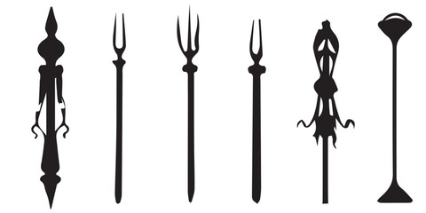 Set of silhouette cutlery vector illustration. Ancient Black vector illustration design.