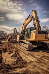 construction machinery working on a foundation, created with generative ai