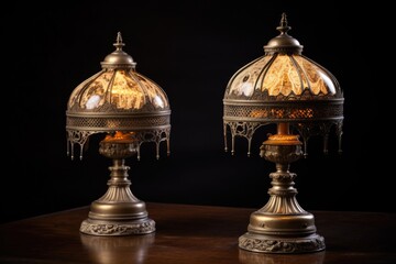 Fototapeta na wymiar antique lamps with intricate metalwork details, created with generative ai
