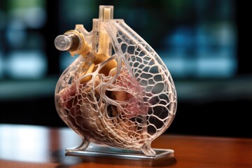 Fototapeta na wymiar artificial lung implant with bio-engineered tissue, created with generative ai