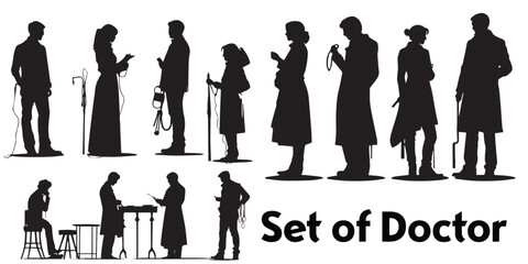Group of people  Doctor silhouette doctor vector collection, doctor vector, 