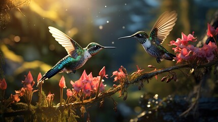 Beautiful colorful little Hummingbird flying AI generated image