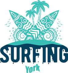 Summer surfing T-shirt design. Summer t-shirt design vector. For t-shirt print and other uses