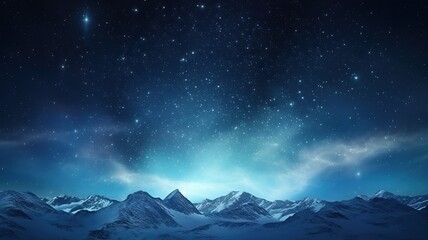 Naklejka na ściany i meble frozen mountain landscape with northern lights illuminating the night sky, generative ai