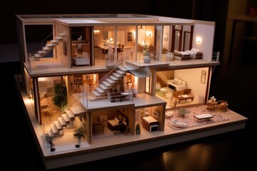 3d printed house model showcasing interior layout, created with generative ai
