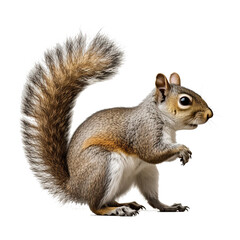 Studio portrait of squirrel a white isolated backdrop