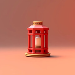 Lantern lamp oriental style cartoon illustration, AI Generated