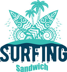 Summer surfing T-shirt design. Summer t-shirt design vector. For t-shirt print and other uses