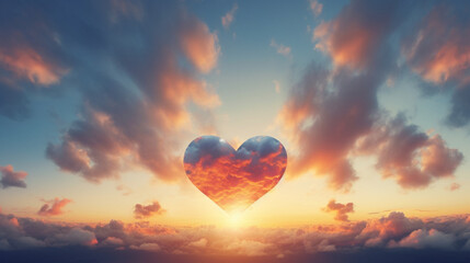 A captivating photo of a heart-shaped cloud in the sky, inspiring people to look up and take care of their hearts Generative AI