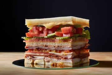 deconstructed sandwich with layers floating apart, created with generative ai
