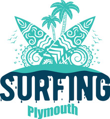 Obraz premium Summer surfing T-shirt design. Summer t-shirt design vector. For t-shirt print and other uses