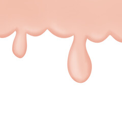 Abstract pink flowing fluid or melting cream down isolated on transparent background for usage as an aesthetic and a decorative element