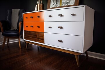 upcycled mid-century modern dresser, with sleek and contemporary design, created with generative ai
