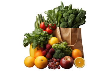 Pile of vegetable and fruit for healthy food concept isolated on transparent background.Generative Ai