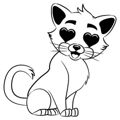 cat cartoon with love eyes vector