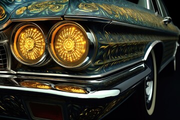classic car headlights with intricate design, created with generative ai