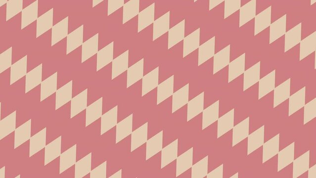 Pink and beige pastel zigzag pattern with stripes. Zig zag loop animation. Love and valentines boho bakground.