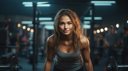Fototapeta na wymiar Sporty woman exercising on gym sport center