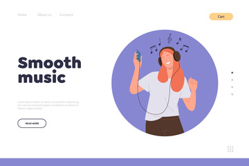 Smooth music landing page for online streaming service and relaxing sound psychological therapy