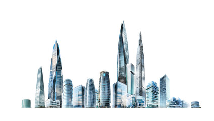 Fototapeta na wymiar Modern City, financial Downtown, business centre with skyscrapers and office buildings. Illustration made with AI Generative