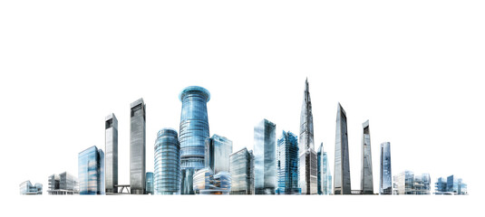 Fototapeta na wymiar Modern City, financial Downtown, business centre with skyscrapers and office buildings. Illustration made with AI Generative