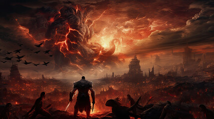 Illustration about Ares, the god of war - AI generated image.