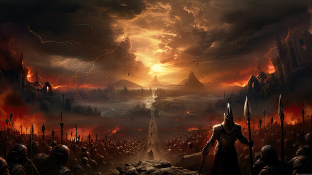 Illustration about Ares, the god of war - AI generated image.