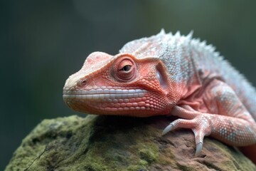 close-up of a lizard shedding skin on a rock, created with generative ai