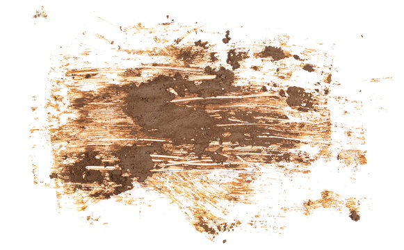 Drops of mud sprayed isolated on white background, with clipping path