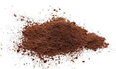 Ground cocoa, powder isolated on white
