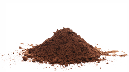 Ground cocoa, powder isolated on white