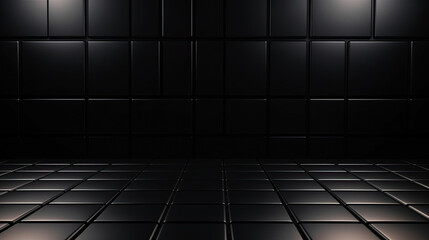 Black grid background, abstract with Gradient in empty room studio ,background for product presentation.