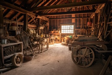 tools and equipment used for barn restoration, created with generative ai