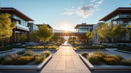 Obraz premium Building with nature background