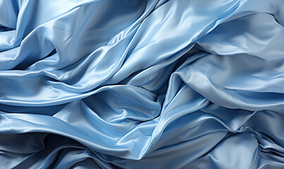 Obraz premium Blue wavy background, blue fabric close up.