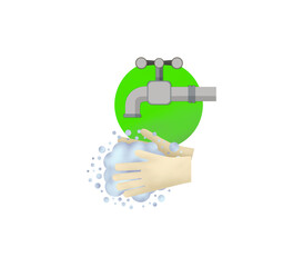 Hygiene. Cleaning Hands. Washing hands with soap. Young woman washing hands with soap over sink in bathroom, closeup. Covid 19. Coronavirus, please wash your hands, transparent background PNG