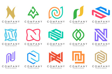 set of Abstract letter N logo design. modern creative logotype monogram icon design inspiration.