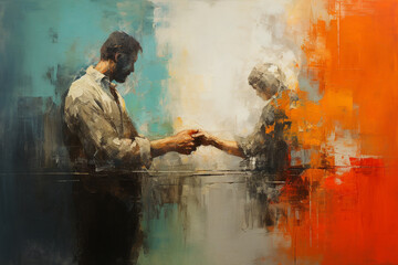 a helping hand for our elders abstract expressionism made with AI generative technology