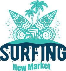 Obraz premium Summer surfing T-shirt design. Summer t-shirt design vector. For t-shirt print and other uses