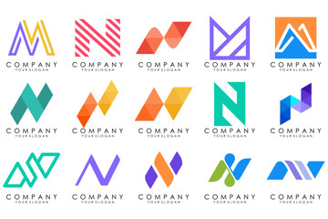 set of Abstract letter N logo design. modern creative logotype monogram icon design inspiration.