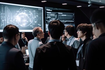 Obraz premium A group of business people in a conference room discussing AI technologies
