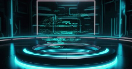 Human brain glitching 3D projection. Wireframe brain, glowing plexus structure, rotating hologram - Powered by Adobe