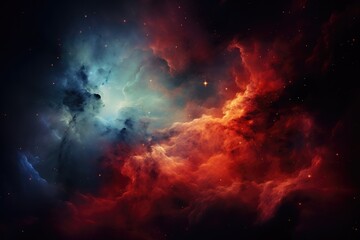 Obraz na płótnie Canvas Nebula with stars and multicoloured clouds background, created using generative ai technology