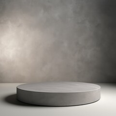 Round display podium with copy space on grey background, created using generative ai technology