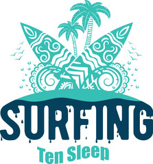 Obraz premium Summer surfing T-shirt design. Summer t-shirt design vector. For t-shirt print and other uses