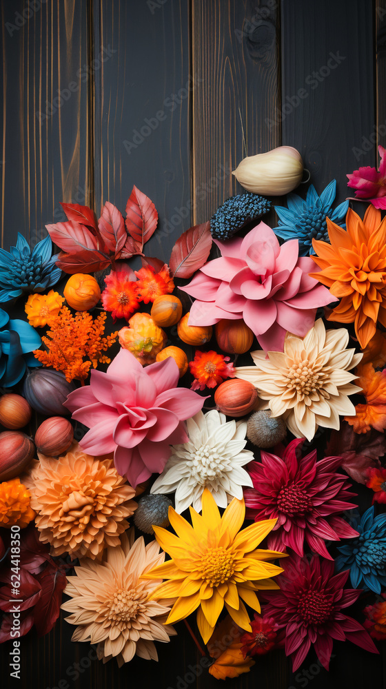 Wall mural colourful autumn foliage with copy space. created with generative ai.