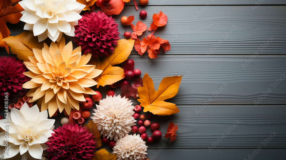 Wall mural colourful autumn foliage with copy space. created with generative ai.