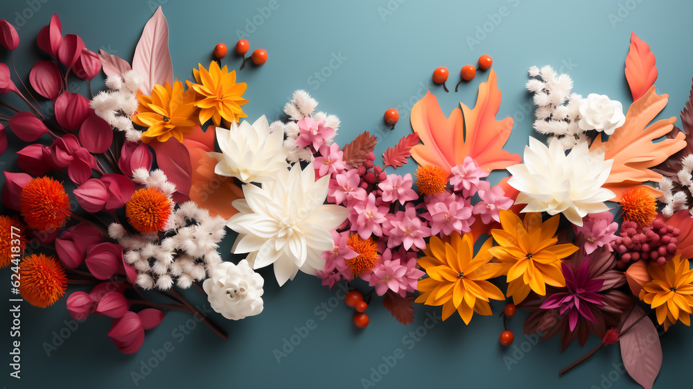 Wall mural colourful autumn foliage with copy space. created with generative ai.